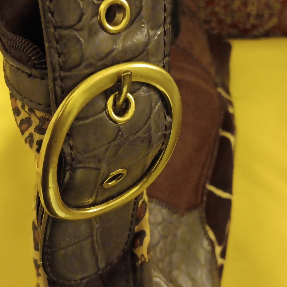 Patchwork Brown Leather Shoulder Bag - image 3